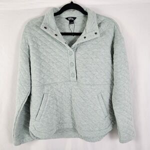 Eddie Bauer Women Quilted Snap Placket Pullover Small Cozy Gorpcore Casual